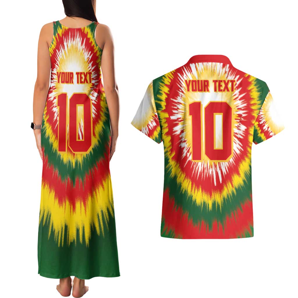 Custom Lithuania Basketball Couples Matching Tank Maxi Dress and Hawaiian Shirt Champions Skeleton of The Baltic Tie Dye Style - Wonder Print Shop