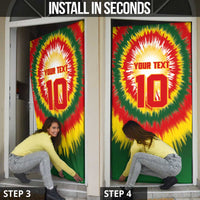 Lithuania Basketball Door Cover Champions Skeleton of The Baltic Tie Dye Style - Wonder Print Shop