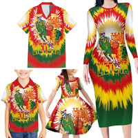 Custom Lithuania Basketball Family Matching Long Sleeve Bodycon Dress and Hawaiian Shirt Champions Skeleton of The Baltic Tie Dye Style - Wonder Print Shop