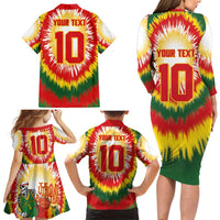 Custom Lithuania Basketball Family Matching Long Sleeve Bodycon Dress and Hawaiian Shirt Champions Skeleton of The Baltic Tie Dye Style - Wonder Print Shop