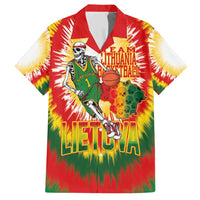 Custom Lithuania Basketball Family Matching Short Sleeve Bodycon Dress and Hawaiian Shirt Champions Skeleton of The Baltic Tie Dye Style - Wonder Print Shop