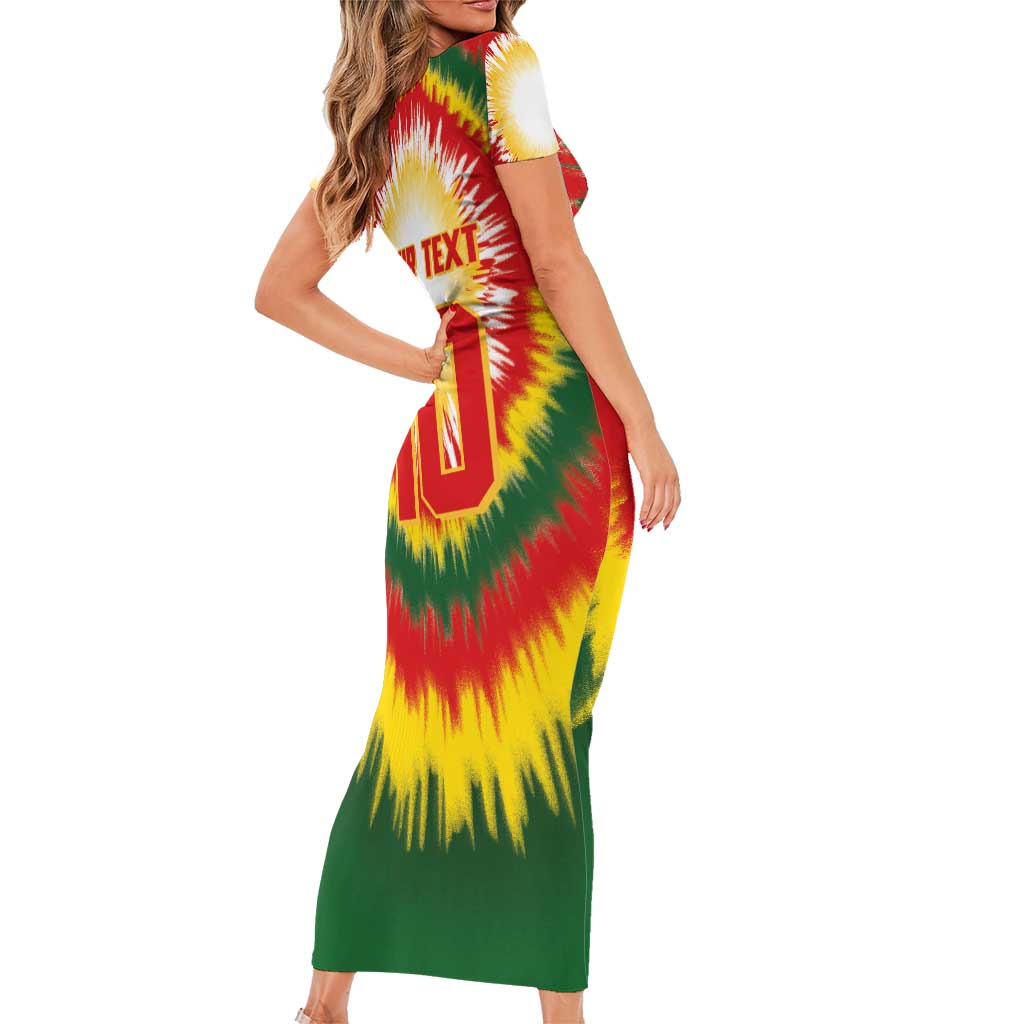 Custom Lithuania Basketball Family Matching Short Sleeve Bodycon Dress and Hawaiian Shirt Champions Skeleton of The Baltic Tie Dye Style - Wonder Print Shop