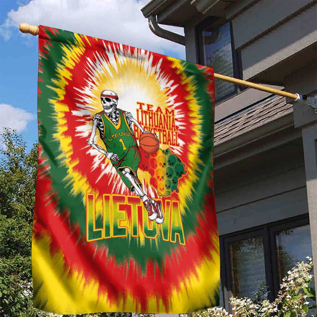 Lithuania Basketball Garden Flag Champions Skeleton of The Baltic Tie Dye Style - Wonder Print Shop