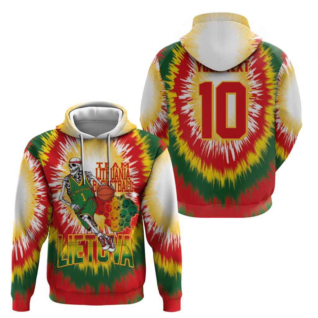 Custom Lithuania Basketball Hoodie Champions Skeleton of The Baltic Tie Dye Style - Wonder Print Shop