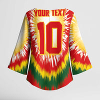 Custom Lithuania Basketball Kimono Sleeve Blouse Champions Skeleton of The Baltic Tie Dye Style - Wonder Print Shop
