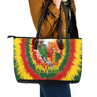 Lithuania Basketball Leather Tote Bag Champions Skeleton of The Baltic Tie Dye Style - Wonder Print Shop