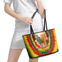 Lithuania Basketball Leather Tote Bag Champions Skeleton of The Baltic Tie Dye Style - Wonder Print Shop