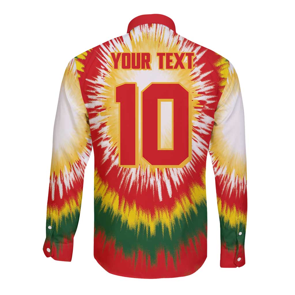 Custom Lithuania Basketball Long Sleeve Button Shirt Champions Skeleton of The Baltic Tie Dye Style - Wonder Print Shop