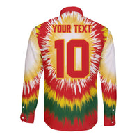 Custom Lithuania Basketball Long Sleeve Button Shirt Champions Skeleton of The Baltic Tie Dye Style - Wonder Print Shop