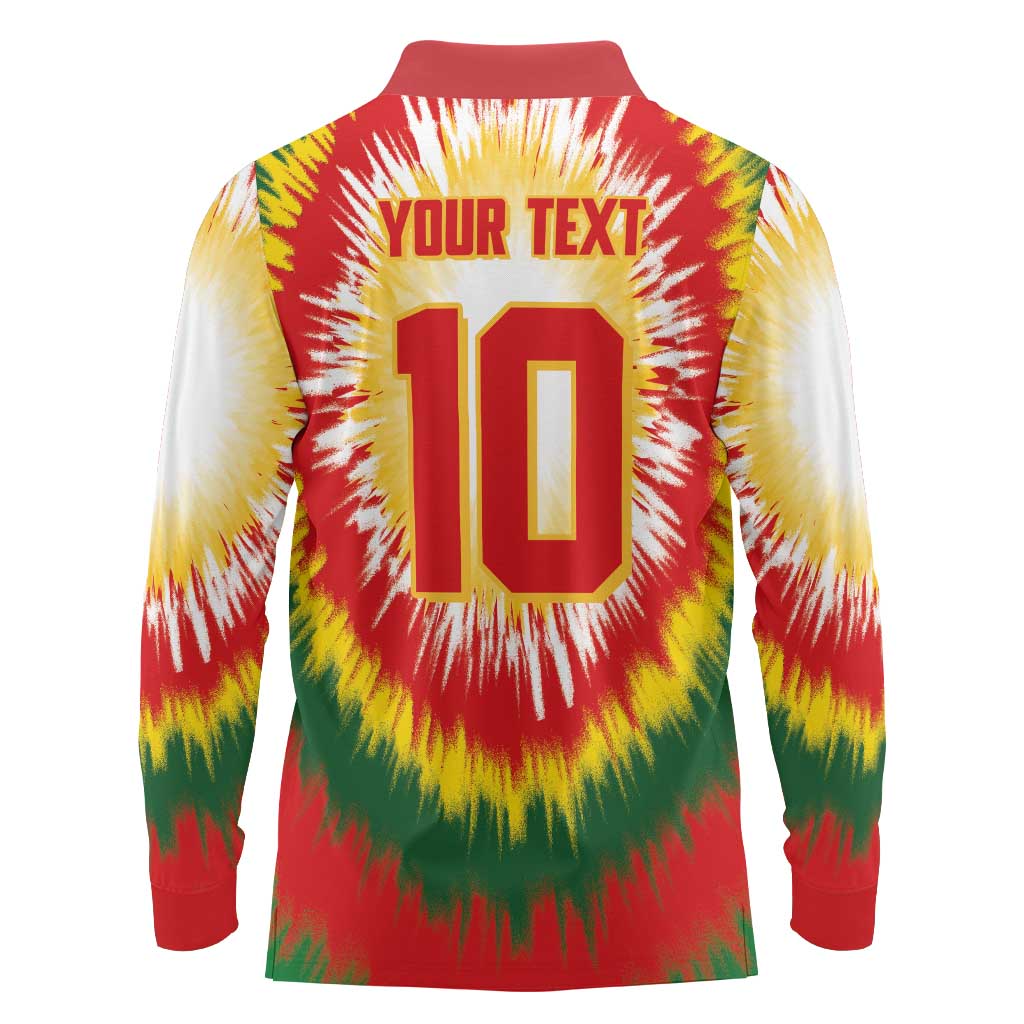 Custom Lithuania Basketball Long Sleeve Polo Shirt Champions Skeleton of The Baltic Tie Dye Style - Wonder Print Shop