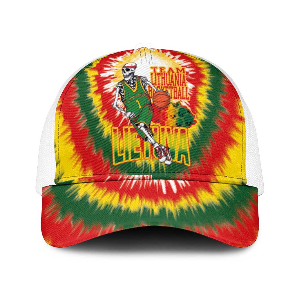 Lithuania Basketball Mesh Trucker Cap Champions Skeleton of The Baltic Tie Dye Style - Wonder Print Shop