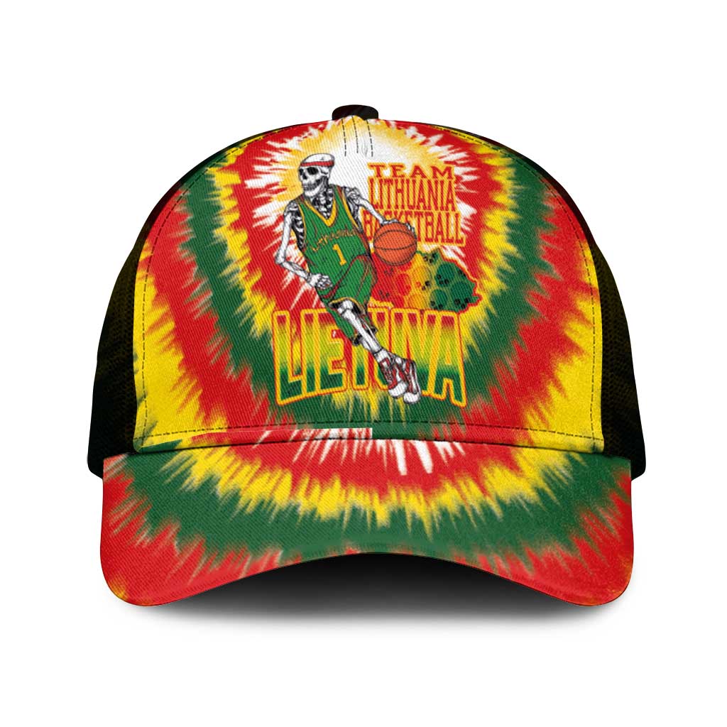 Lithuania Basketball Mesh Trucker Cap Champions Skeleton of The Baltic Tie Dye Style - Wonder Print Shop
