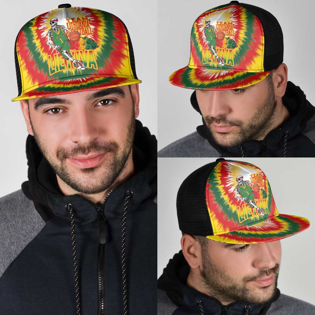 Lithuania Basketball Mesh Trucker Cap Champions Skeleton of The Baltic Tie Dye Style - Wonder Print Shop
