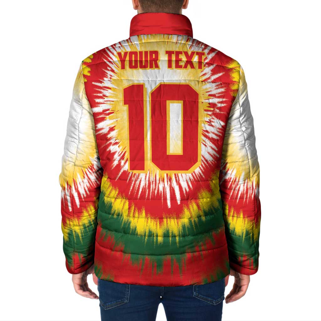 Custom Lithuania Basketball Padded Jacket Champions Skeleton of The Baltic Tie Dye Style - Wonder Print Shop