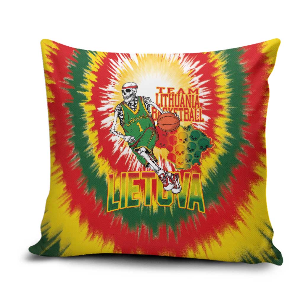 Lithuania Basketball Pillow Cover Champions Skeleton of The Baltic Tie Dye Style - Wonder Print Shop