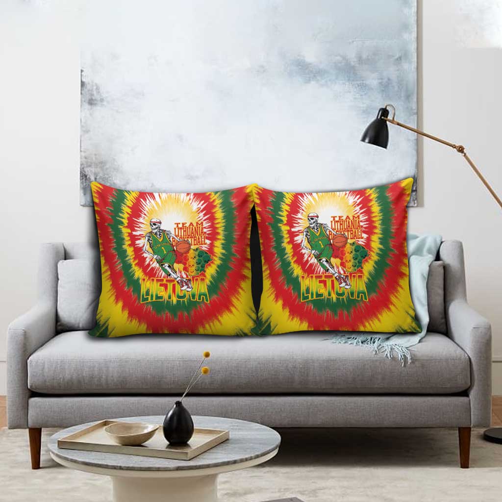 Lithuania Basketball Pillow Cover Champions Skeleton of The Baltic Tie Dye Style - Wonder Print Shop