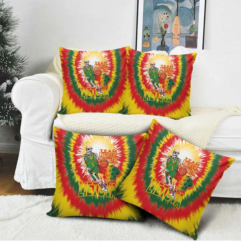 Lithuania Basketball Pillow Cover Champions Skeleton of The Baltic Tie Dye Style - Wonder Print Shop