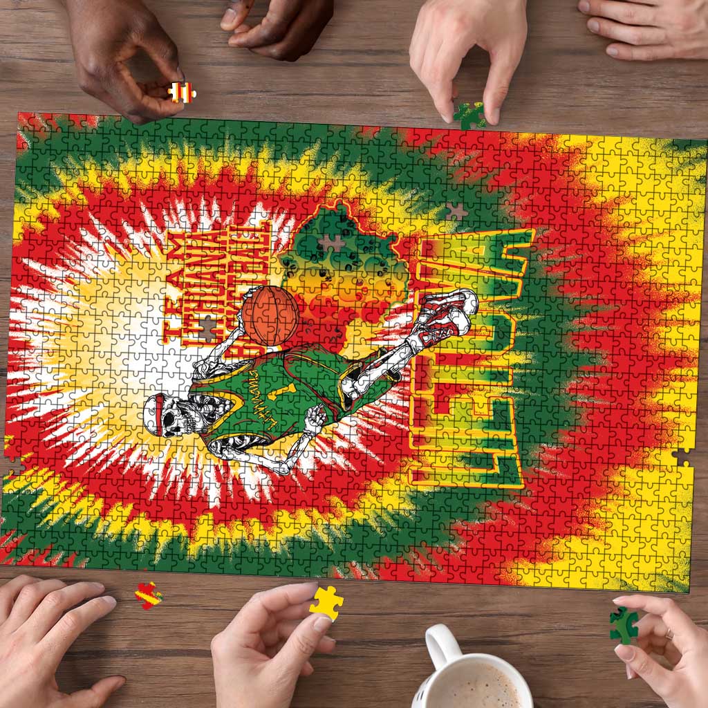 Lithuania Basketball Puzzle Champions Skeleton of The Baltic Tie Dye Style - Wonder Print Shop