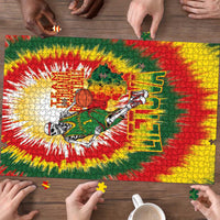 Lithuania Basketball Puzzle Champions Skeleton of The Baltic Tie Dye Style - Wonder Print Shop