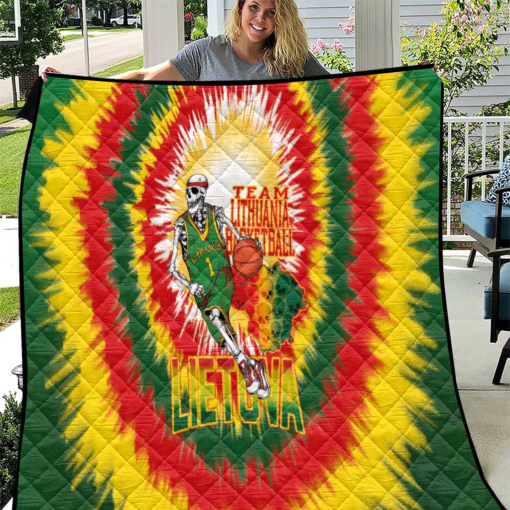 Lithuania Basketball Quilt Champions Skeleton of The Baltic Tie Dye Style - Wonder Print Shop