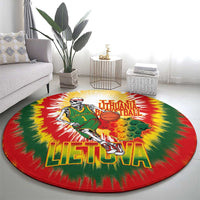 Lithuania Basketball Round Carpet Champions Skeleton of The Baltic Tie Dye Style - Wonder Print Shop