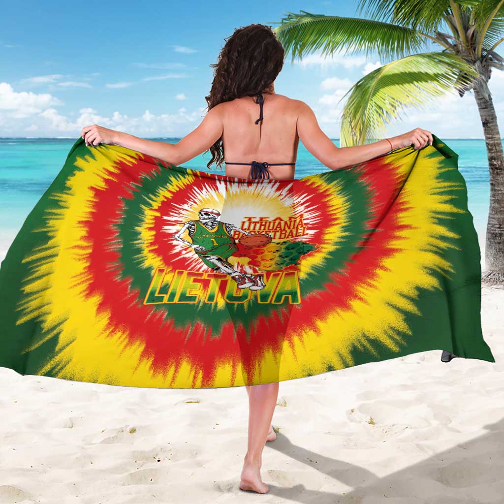 Lithuania Basketball Sarong Champions Skeleton of The Baltic Tie Dye Style - Wonder Print Shop