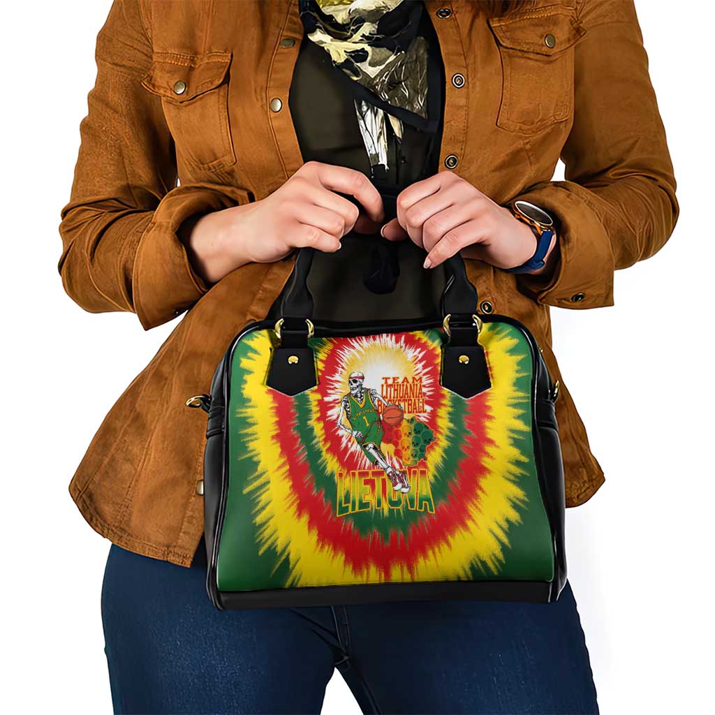 Lithuania Basketball Shoulder Handbag Champions Skeleton of The Baltic Tie Dye Style - Wonder Print Shop