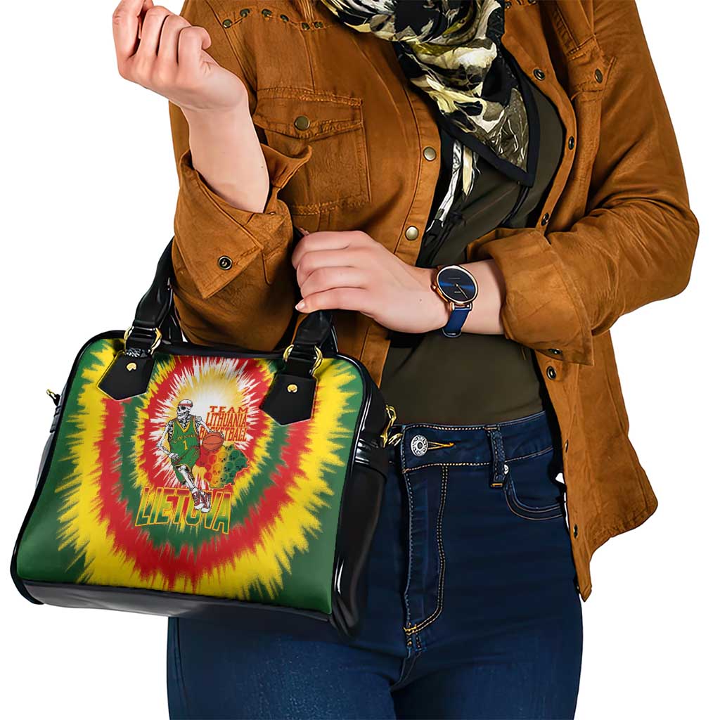 Lithuania Basketball Shoulder Handbag Champions Skeleton of The Baltic Tie Dye Style - Wonder Print Shop