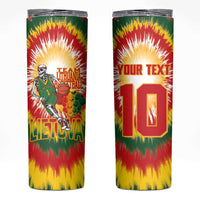 Custom Lithuania Basketball Skinny Tumbler Champions Skeleton of The Baltic Tie Dye Style - Wonder Print Shop