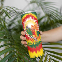 Custom Lithuania Basketball Skinny Tumbler Champions Skeleton of The Baltic Tie Dye Style - Wonder Print Shop