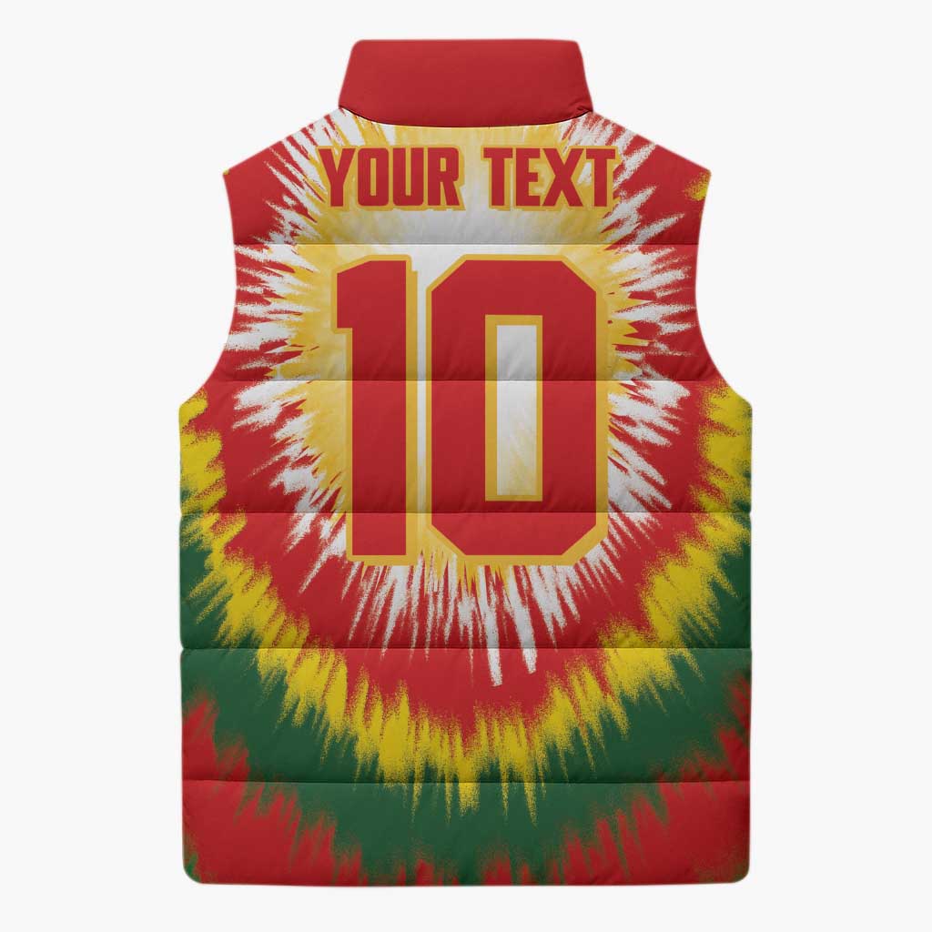 Custom Lithuania Basketball Sleeveless Puffer Jacket Champions Skeleton of The Baltic Tie Dye Style - Wonder Print Shop