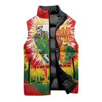 Custom Lithuania Basketball Sleeveless Puffer Jacket Champions Skeleton of The Baltic Tie Dye Style - Wonder Print Shop