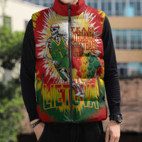 Custom Lithuania Basketball Sleeveless Puffer Jacket Champions Skeleton of The Baltic Tie Dye Style - Wonder Print Shop