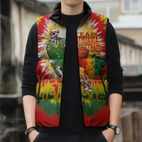 Custom Lithuania Basketball Sleeveless Puffer Jacket Champions Skeleton of The Baltic Tie Dye Style - Wonder Print Shop