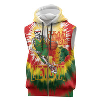 Custom Lithuania Basketball Sleeveless Zip Hoodie Champions Skeleton of The Baltic Tie Dye Style - Wonder Print Shop