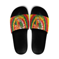 Lithuania Basketball Slide Sandals Champions Skeleton of The Baltic Tie Dye Style - Wonder Print Shop