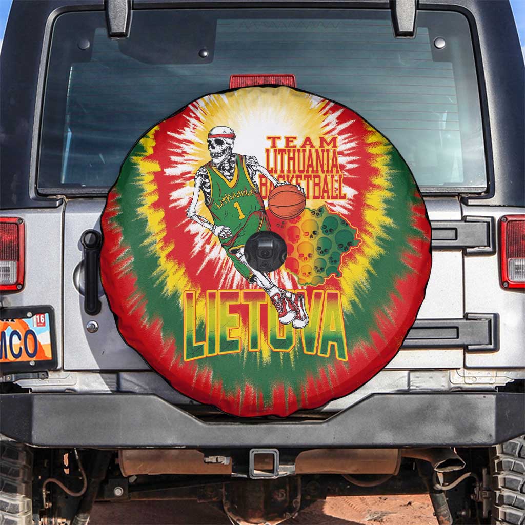 Lithuania Basketball Spare Tire Cover Champions Skeleton of The Baltic Tie Dye Style - Wonder Print Shop