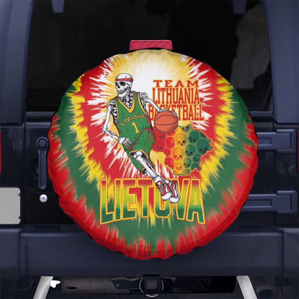 Lithuania Basketball Spare Tire Cover Champions Skeleton of The Baltic Tie Dye Style - Wonder Print Shop