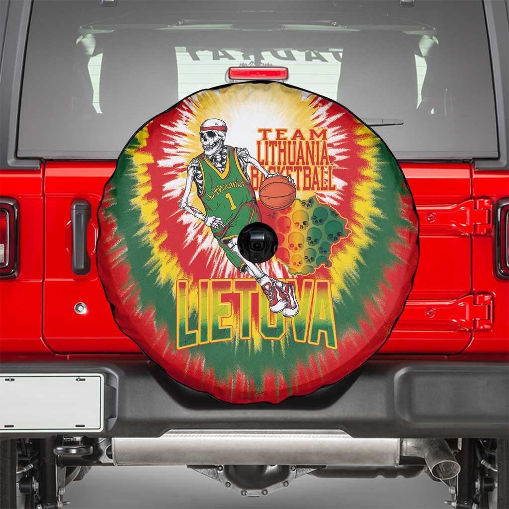 Lithuania Basketball Spare Tire Cover Champions Skeleton of The Baltic Tie Dye Style - Wonder Print Shop