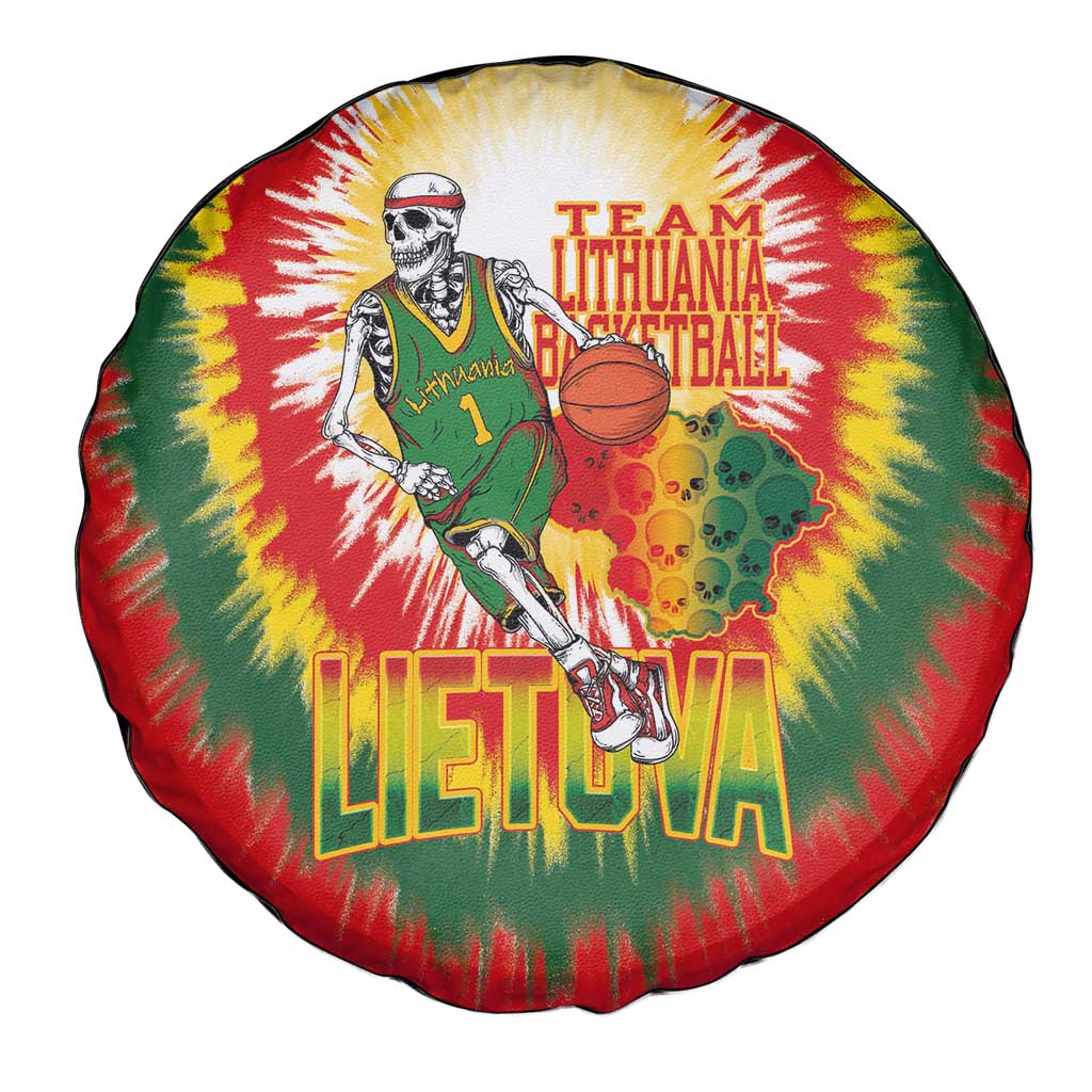 Lithuania Basketball Spare Tire Cover Champions Skeleton of The Baltic Tie Dye Style - Wonder Print Shop