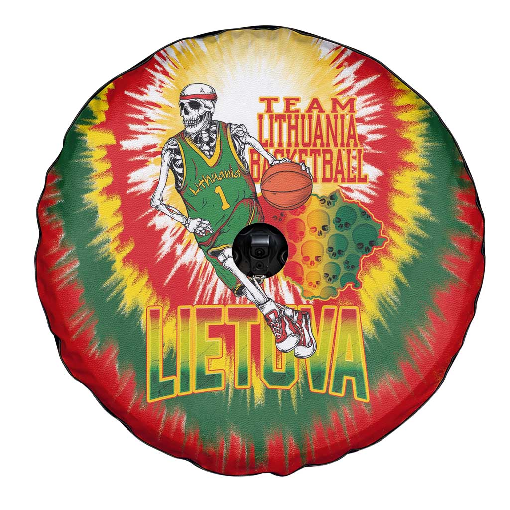 Lithuania Basketball Spare Tire Cover Champions Skeleton of The Baltic Tie Dye Style - Wonder Print Shop