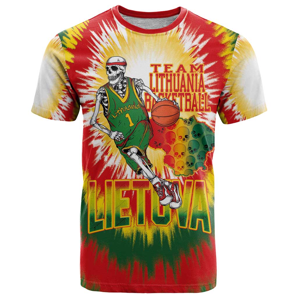 Custom Lithuania Basketball T Shirt Champions Skeleton of The Baltic Tie Dye Style - Wonder Print Shop