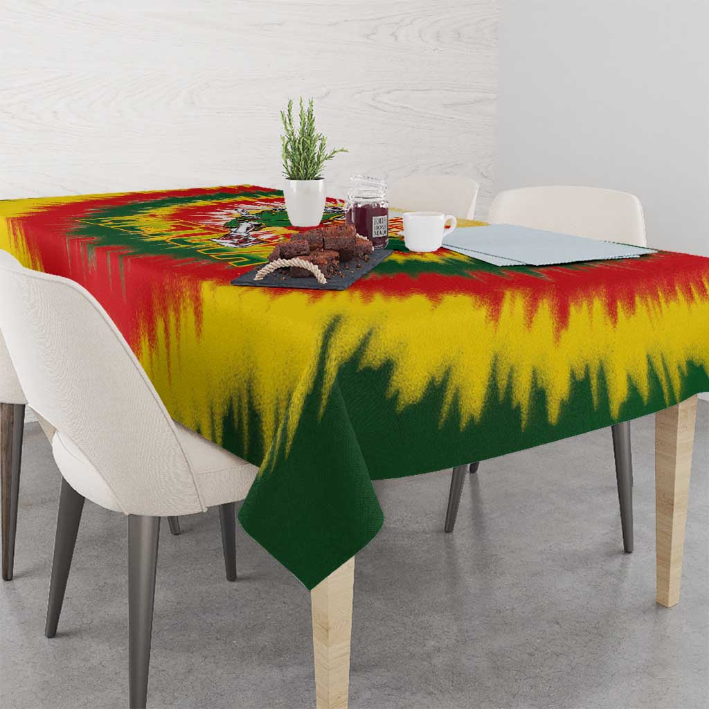 Lithuania Basketball Tablecloth Champions Skeleton of The Baltic Tie Dye Style - Wonder Print Shop