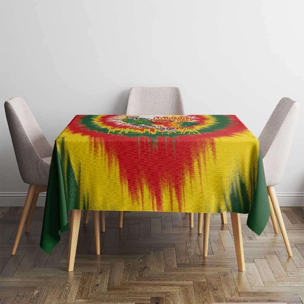 Lithuania Basketball Tablecloth Champions Skeleton of The Baltic Tie Dye Style - Wonder Print Shop