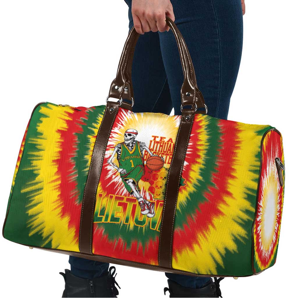 Lithuania Basketball Travel Bag Champions Skeleton of The Baltic Tie Dye Style - Wonder Print Shop