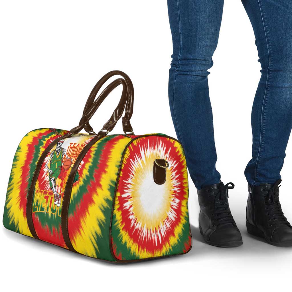 Lithuania Basketball Travel Bag Champions Skeleton of The Baltic Tie Dye Style - Wonder Print Shop
