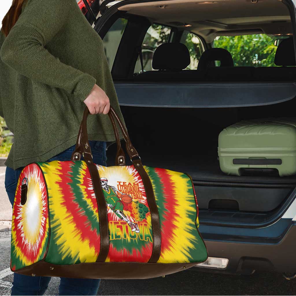 Lithuania Basketball Travel Bag Champions Skeleton of The Baltic Tie Dye Style - Wonder Print Shop