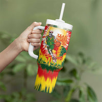 Custom Lithuania Basketball Tumbler With Handle Champions Skeleton of The Baltic Tie Dye Style - Wonder Print Shop