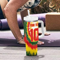 Custom Lithuania Basketball Tumbler With Handle Champions Skeleton of The Baltic Tie Dye Style - Wonder Print Shop