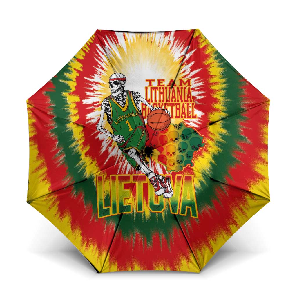 Lithuania Basketball Umbrella Champions Skeleton of The Baltic Tie Dye Style - Wonder Print Shop
